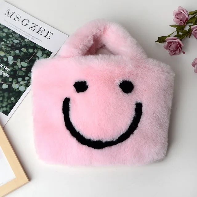 fluffy smiley face bag