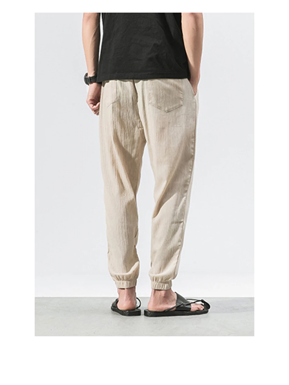 Sinicism Store Plus Size Cotton Linen Harem Pants Mens Jogger Pants 2019 Male Casual Summer Track Pants Trousers