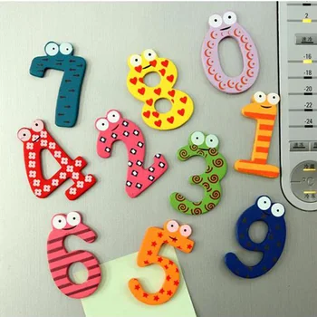 

10Pcs Numbers shape Fridge Magnets Cartoon Educational Toy Wooden Fridge Magnet For Baby Kid Gift Christmas Decor Supplies