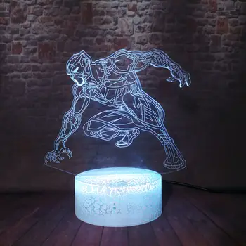

Black Panther Superhero Model 3D Illusion LED Nightlight Colorful Changing Light Avengers Black Panther Figuras Toys