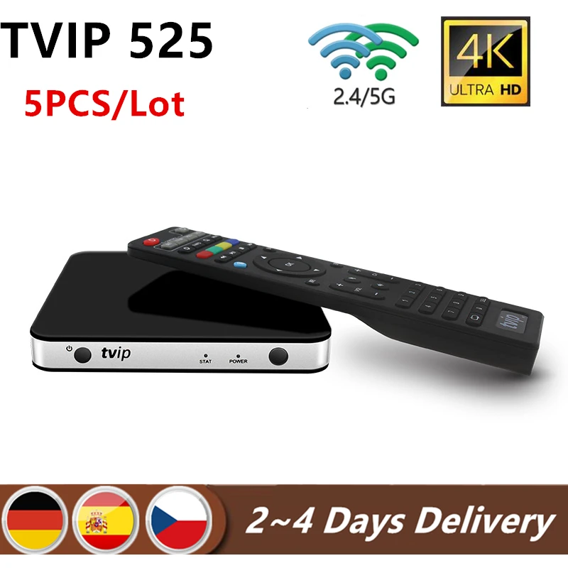 5 шт. / Лот TVIP 525 Smart TV Box Linux Amlogic S905W 4K UHD Youtobe Медиа-плейер Телеприставки 2.4G 5G Wi-Fi
