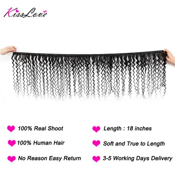Kiss Love Brazilian Hair Deep Wave Bundles with Closure Human Hair Weave 3 Bundles with Lace Closure Middle Ratio Remy Hair 3