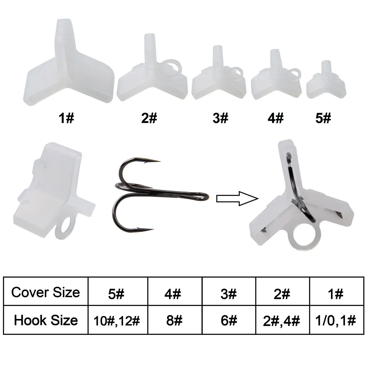 100pcs Treble Fishing Hooks Protector Cover Set Holder Bonnets Fishing Lure Hook  Size 1#-5# Fishing Accessories - AliExpress
