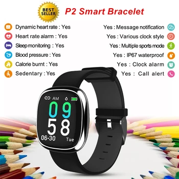 

P2 Smart Bracelet Heart Rate Monitor Blood Pressure Smart Band Color Screen Fitness Activity Tracker Calories Smart Wristband