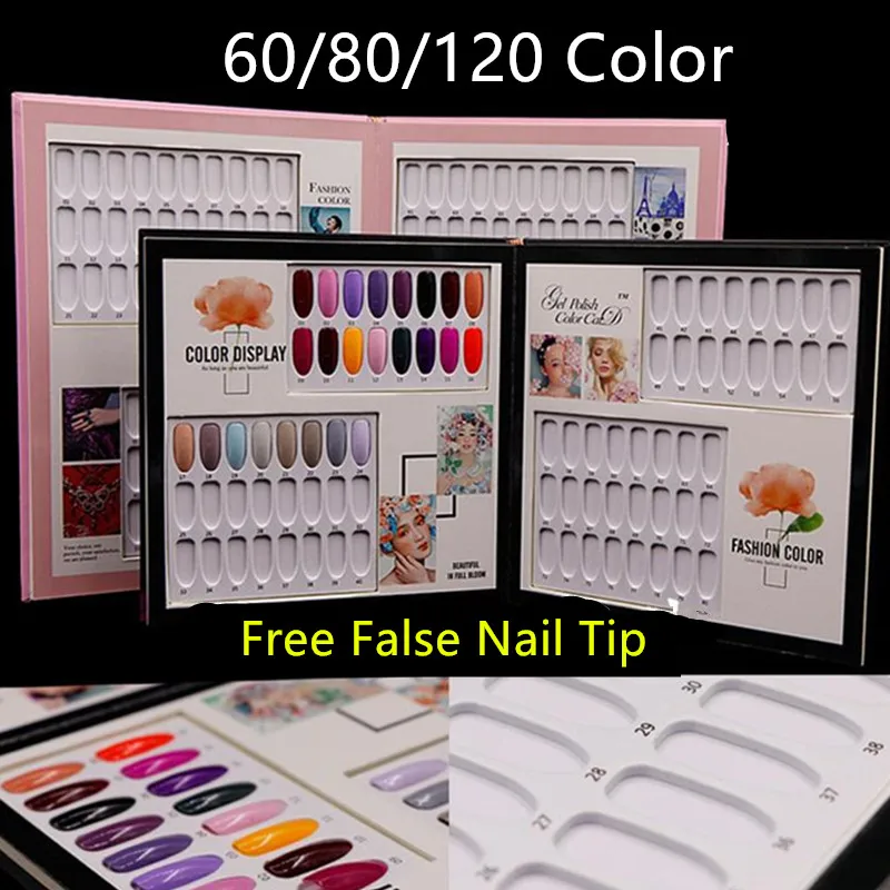

60/80/120 Color Double-side False Nail Color Display Book Gel Polish Color Chart Palette Practice With False Nail Tips 20#923