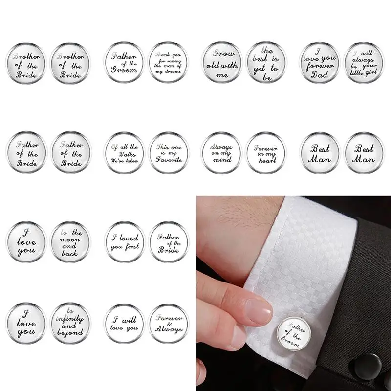 1 пара мужские модные запонки на заказ свадьбу дату круглый зажим рубашка