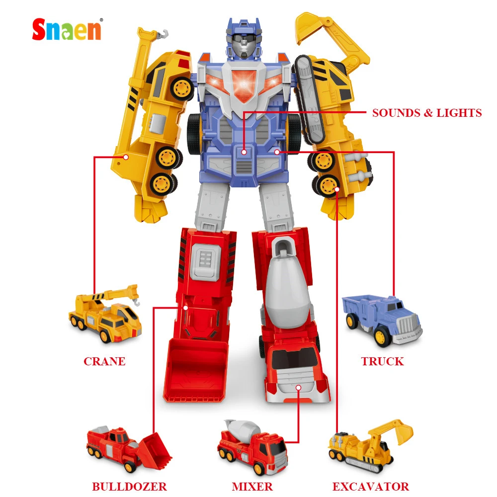 5 In 1 Transformation Toy Kids Robot Action Figure Tank Construction Car Model Assemble Into Giant Pull Back Truck Boy Toys Gift Transformer Robot Aliexpress
