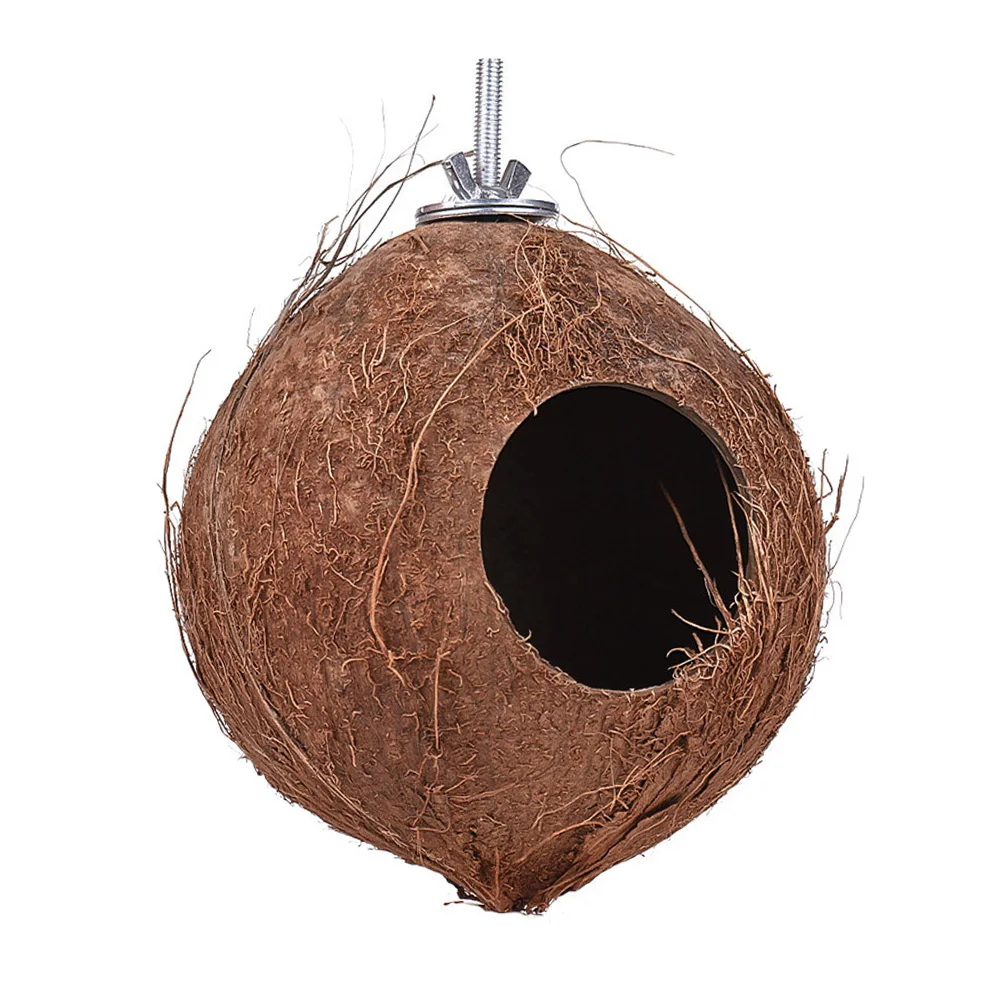 Птичья клетка разведение теплый питатель игрушки прочный дом попугай дом Кокосовая оболочка гнездо для попугая хомяка декорация в виде белки натуральный