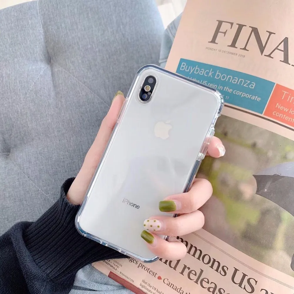 Прозрачный противоударный чехол для телефона ярких цветов для iphone 11 11Pro Max XR 6 6S 7 8 Plus X XS Max, мягкая прозрачная задняя крышка