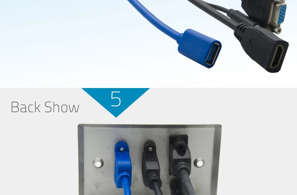 1 комплект цельный стиль нержавеющая сталь металл VGA HDMI 3,5 мм аудио USB 3,0 настенная пластина с 20 см коротким кабелем