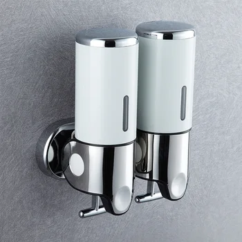 

Wall Mount Liquid Soap Dispenser Bathroom Shampoo Dispensers Double Hand Kitchen Soap Bottle Sanitizer Soap Liquid Detergent Box