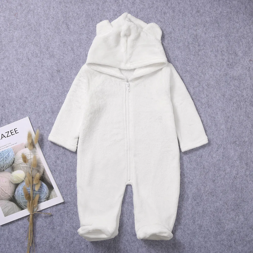 Детский комбинезон для новорожденных мальчиков и девочек, зимний флисовый комбинезон с капюшоном, теплое пальто, верхняя одежда для малышей, комбинезон для новорожденных