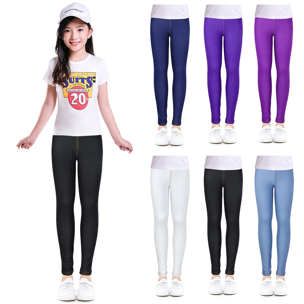 Kids Girls Stretchy Jeggings Black Denim Jeans Pants Leggings Trousers 2-13 Year