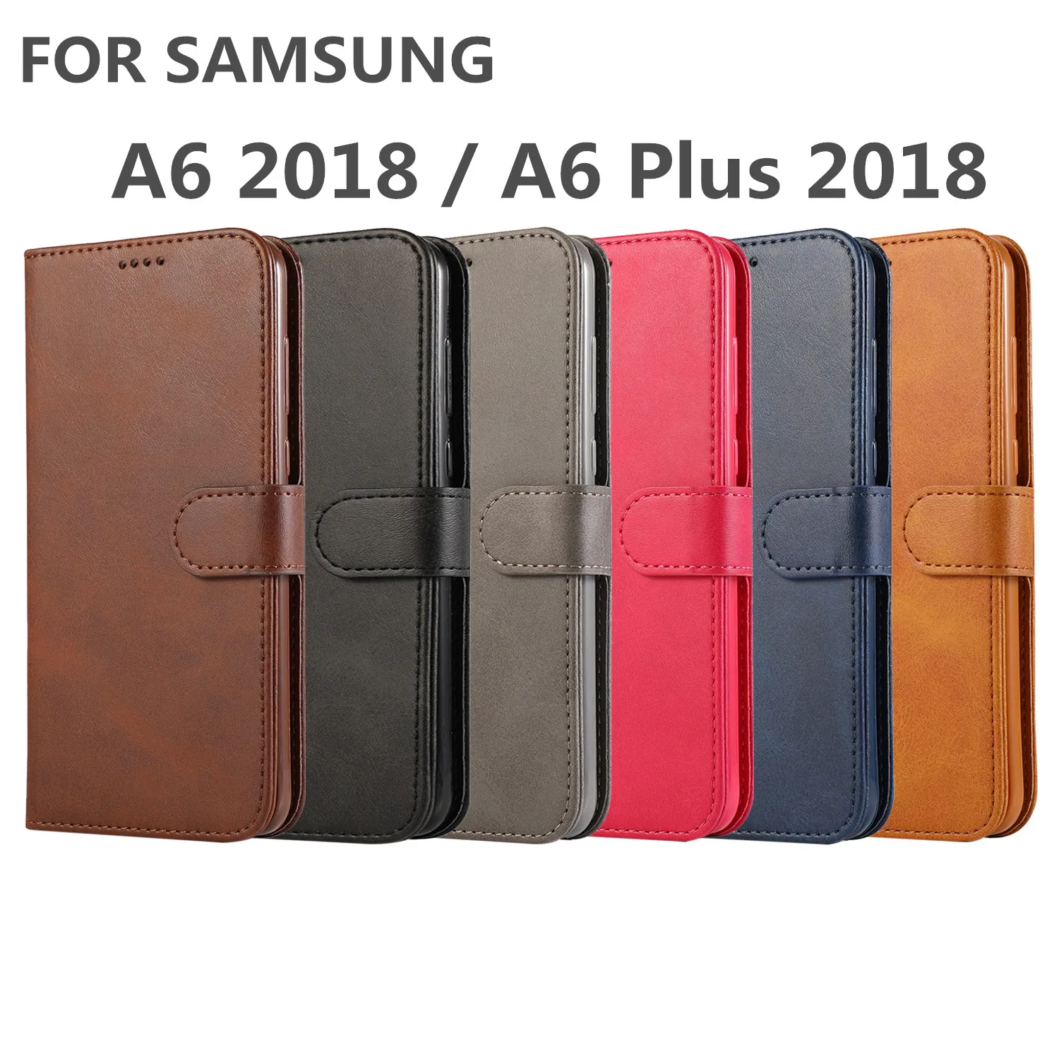 

Case For Samsung Galaxy A6 2018 Magnetic Attraction PU Leather Case For Samsung Galaxy A6 Plus A6+ 2018 Holster Wallet Case