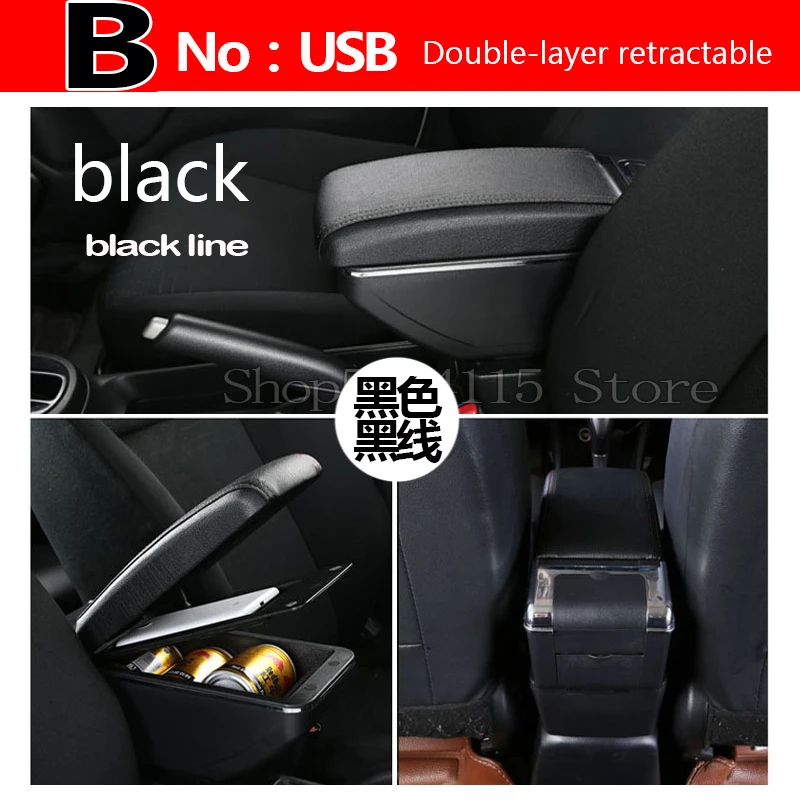 B Black black line Подлокотник коробка для Perodua Axia центральный магазин содержание коробка для хранения с подстаканником пепельница зарядка через usb автомобильные аксессуары - Название цвета: B Black black line