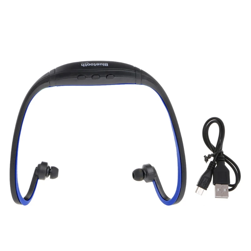 Blue ALITER Bluetooth наушники спортивные музыкальные шейные наушники TF слот FM радио Вождение бег - Цвет: Blue