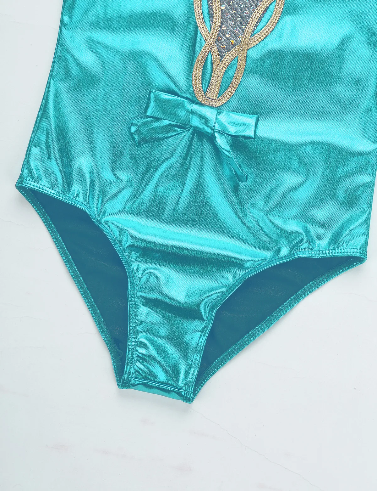 Kids Girls Halloween Showman Dancewear Fancy Costume Short Flutter Metallic Sequins Keyhole Back Gymnastics Leotard Jumpsuit