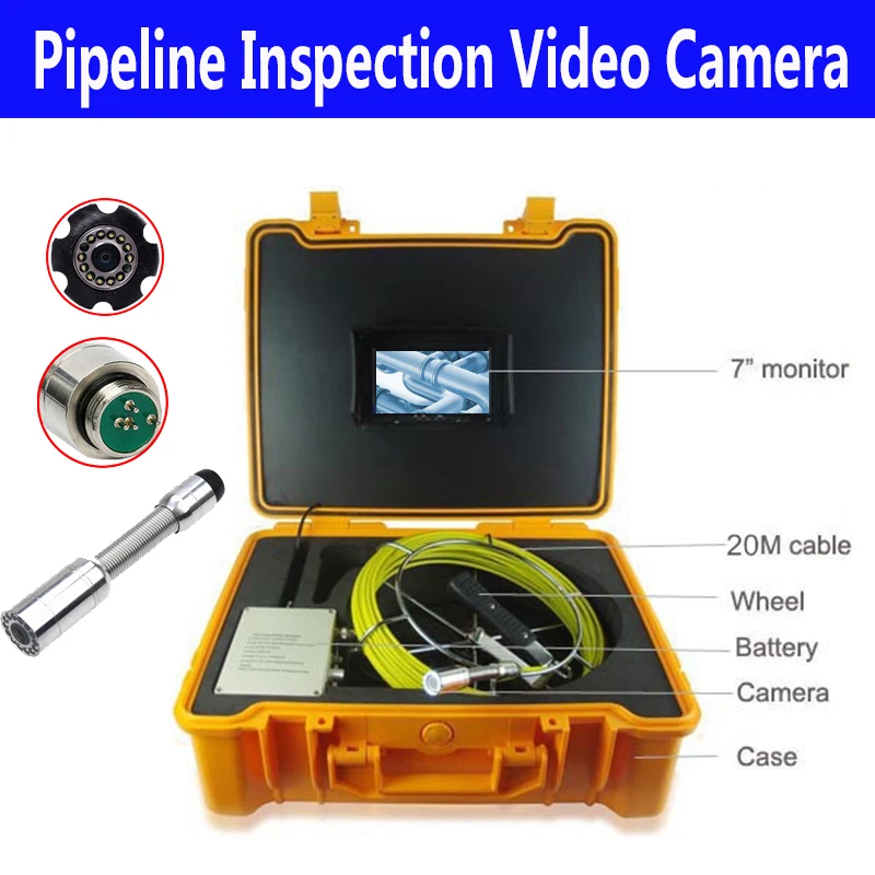 

Сантехническое оборудование, камера для осмотра труб и канализации с кабелем 20 м, 23 мм, головка камеры 1000 ТВЛ, используемая для осмотра подземного слива