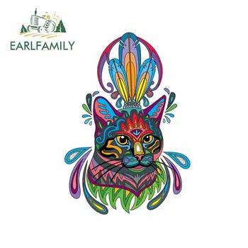 

EARLFAMILY 13cm x 9cm for Colorful Ornamental Cat Funny JDM Car Stickers DIY Waterproof 3D Sticker Graffiti Decal for Vehicle