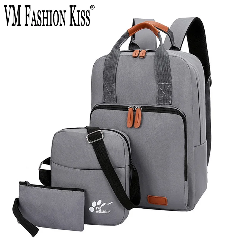 

3 Pcs/set Unisex Young Student School Bag Waterproof USB Charging Backpack Schoolbag For Teenagers Student Book Bag Boys Satchel