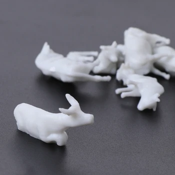 

New 10pcs 1:87 Diy HO Scale White Cow Model Train Layout Model Building Toys