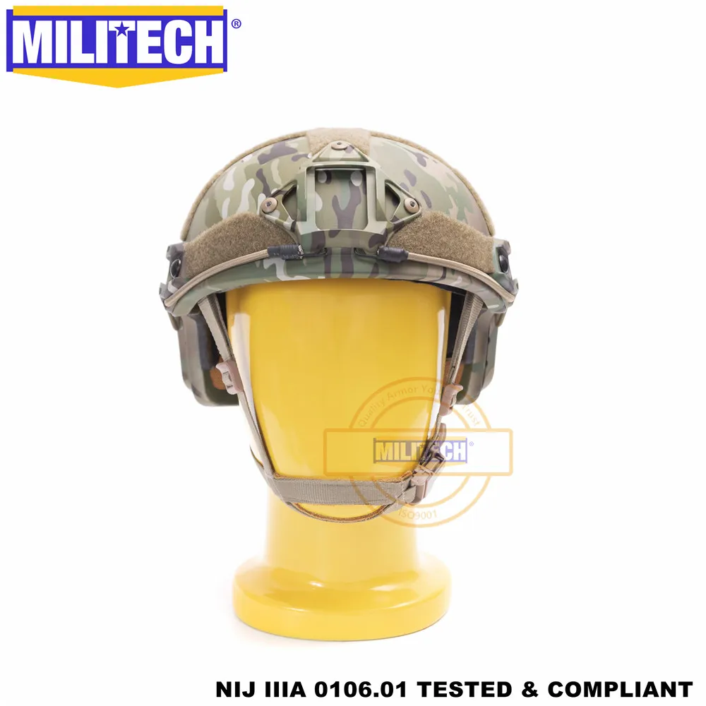 Casco balístico a prueba de balas NIJ IIIA 3A, forro de esfera de gusano de lujo, de corte alto, a prueba de balas de aramida, certificado ISO, MILITECH