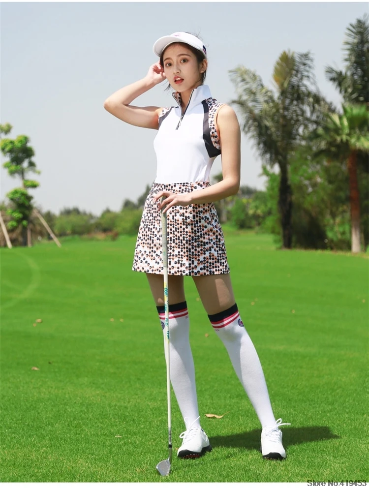 Женский летний комплект с рубашкой без рукавов для гольфа, женская одежда высокого класса для тенниса, женская тонкая спортивная одежда, комплект с юбками AA60489