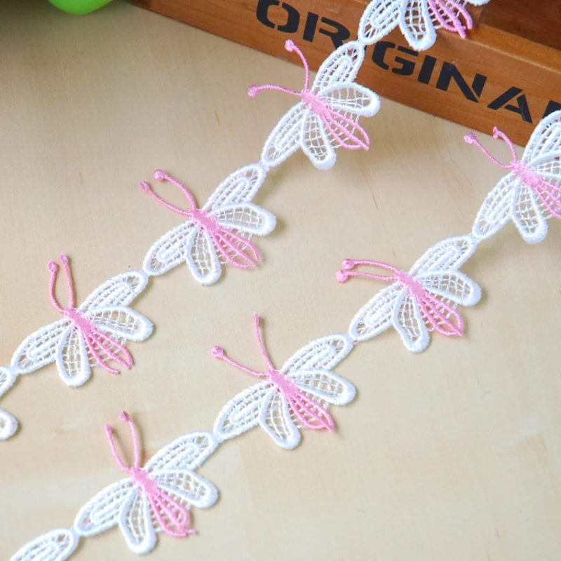 1 Yards White Dragonfly Embroidered Lace Bilateral Applique Trim Ribbon Sewing Decor Craft DIY | Дом и сад