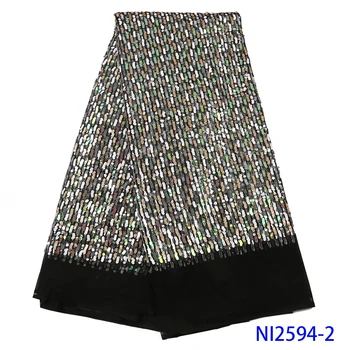

2019 Hot Selling Sequins French Tulle Lace Fabric High Quality Sequins African Nigerian Mesh Lace Fabric For Wedding Sewing
