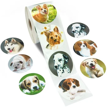 

500pcs/roll 8 design Cute Husky Corgi Pet Dog Decorative Stickers Scrapbooking Reward Stationery Sticker Teacher For Kids