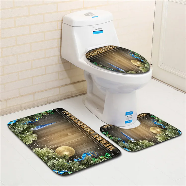 Free Shipping 3Pcs/set Merry Christmas Bathroom Carpet Set Dywaniki Lazienkow Bath Mats Rug Tapete Banheiro Tapis Salle De Bain