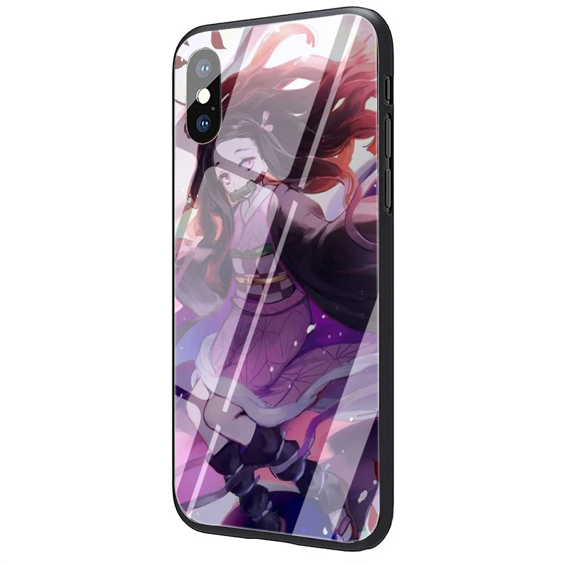EWAU аниме Kimetsu no Yaiba закаленное стекло чехол для телефона iPhone 5 5S SE 6 6s 7 8 plus X XR XS 11 pro Max - Цвет: G12