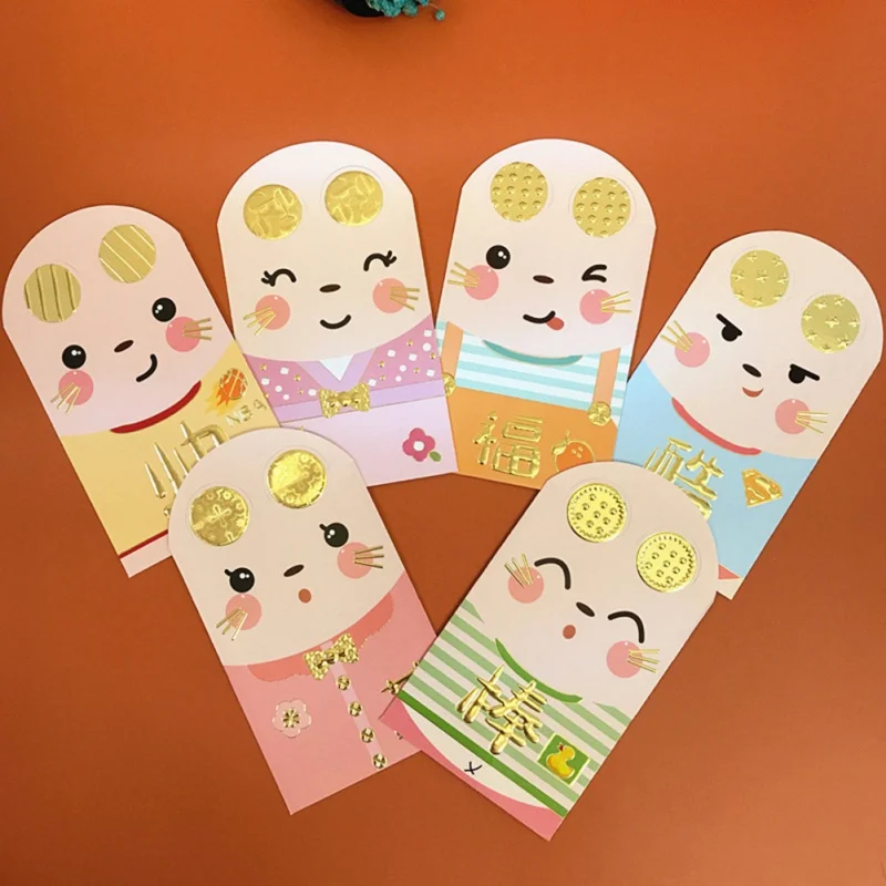 

New Good Luck Red Packet Cartoon Chinese Year Hong Bao Traditional Fortune Red Envelope