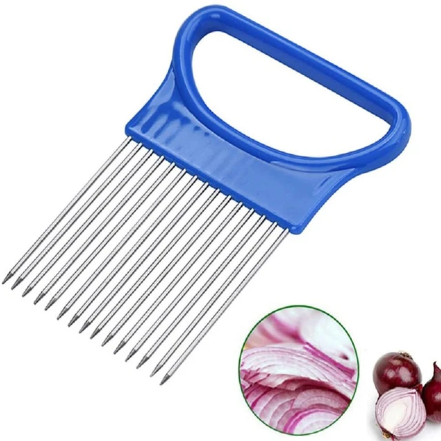 1PC Stainless Steel Onion Needle Onion Holder Handheld Simple Slicer Fruit  Vegetable Cutter Potato Kitchen Tool Bar Accessories