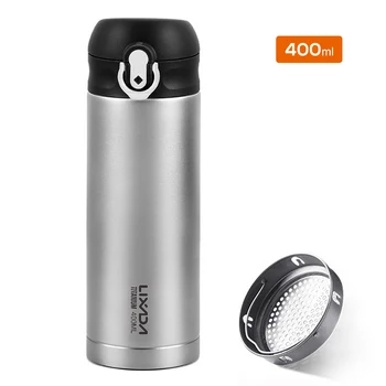 

Lixada 400ml water bottle Titanium Vacuum Insuated Water Bottle Press Button Leakproof Outdoor Sports Bottle titanium bottle