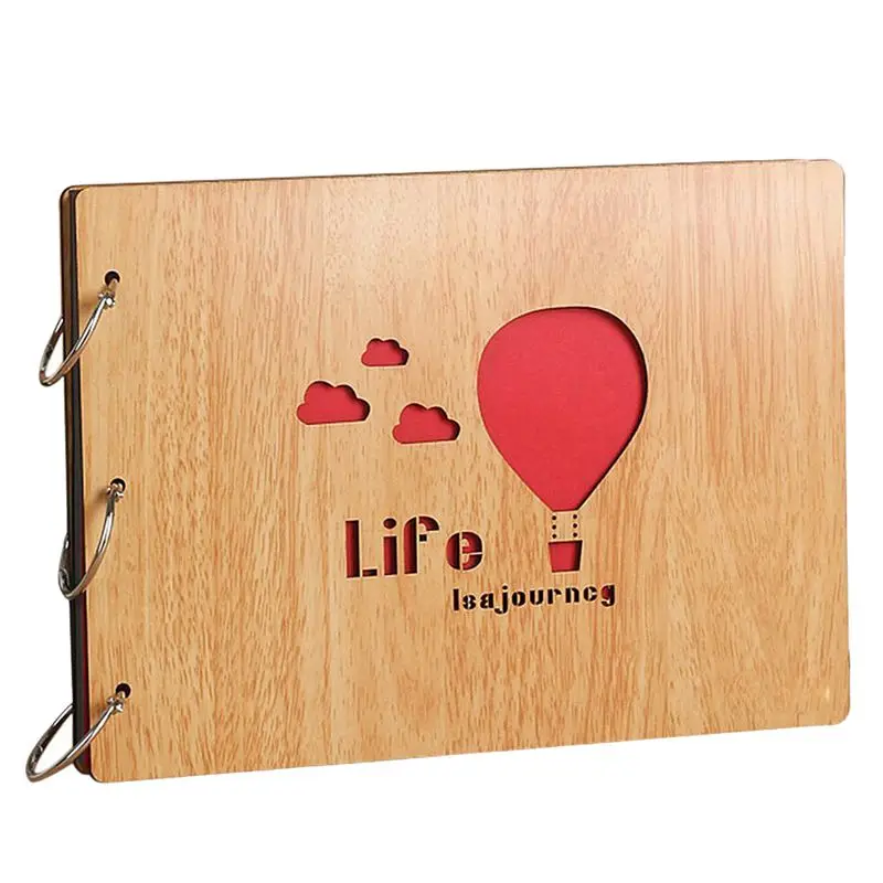 Promotion! Photo Album DIY 8 X 10 inch Self-adhesive Black Pages Scrapbooking Hollow Wood Cover Anniversary 3-Ring Binder Scrapb | Дом и сад