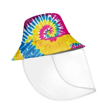 

Color Tie-dye Pattern Women Fishing Hat Bucket Hats Anti Dust Adults Fishing Cap with Plastic Face Shield Gorras Hombre Custom