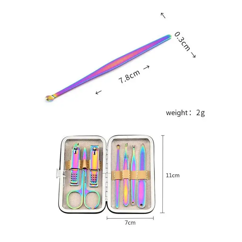 7/15 шт. Радуга маникюрный набор Нержавеющая сталь, кусачки для маникюра/педикюра, триммер, комплект педикюр ножницы пинцет ногти Носок Набор инструментов
