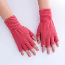 

1 Pair Half Finger Gloves Warm Stretchable Acrylic Fiber Comfortable Soft Fingerless Gloves for Women Winter Warm Workout Gloves