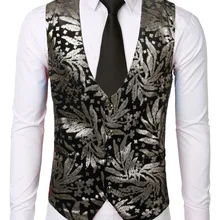 AliExpress Night Club Style Casual Vest-Style Bronzing Printed Waistcoat Single Breasted Waistcoat SV05
