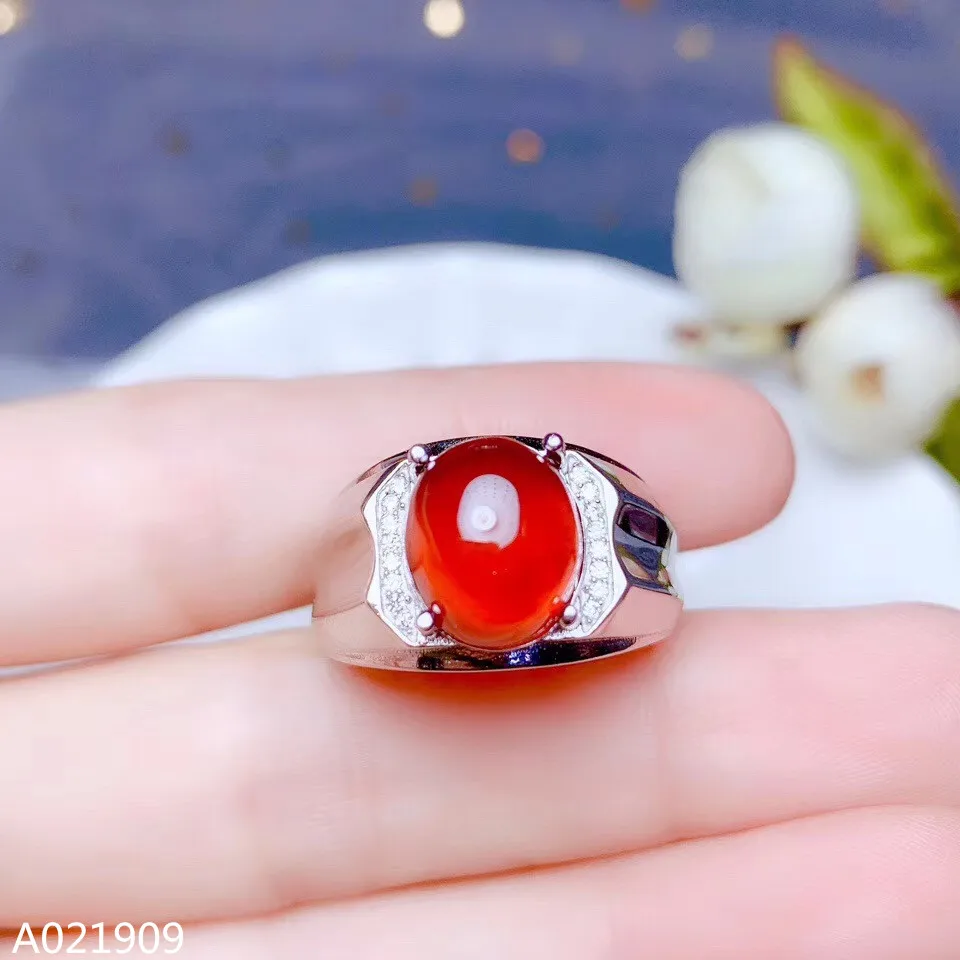 

KJJEAXCMY boutique jewelry 925 sterling silver inlaid natural Garnet gemstone men ring support detection exquisite