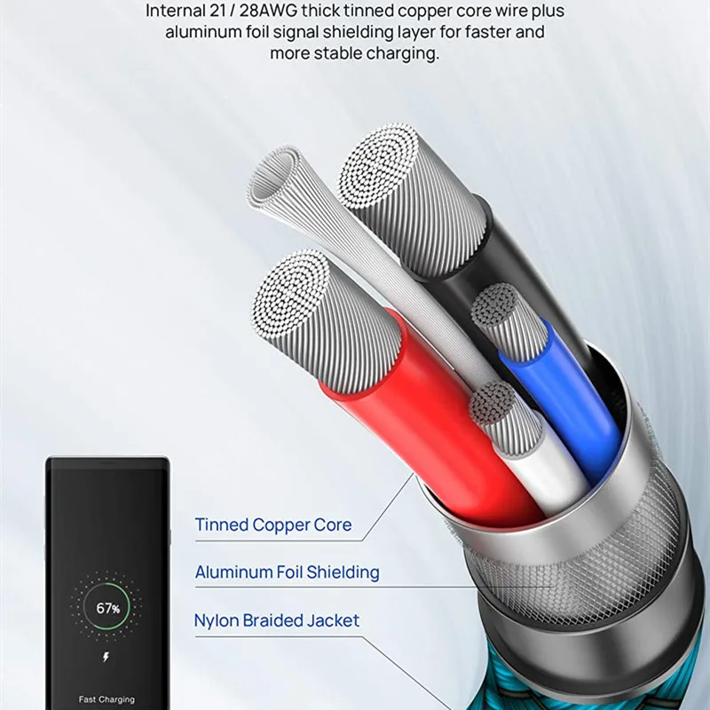 3A Fast Charging Type C Cable Charger Nylon Data Cord Micro USB Cable Android Mobile Phone Cable For Huawei Samsung S20 XiaoMi 9