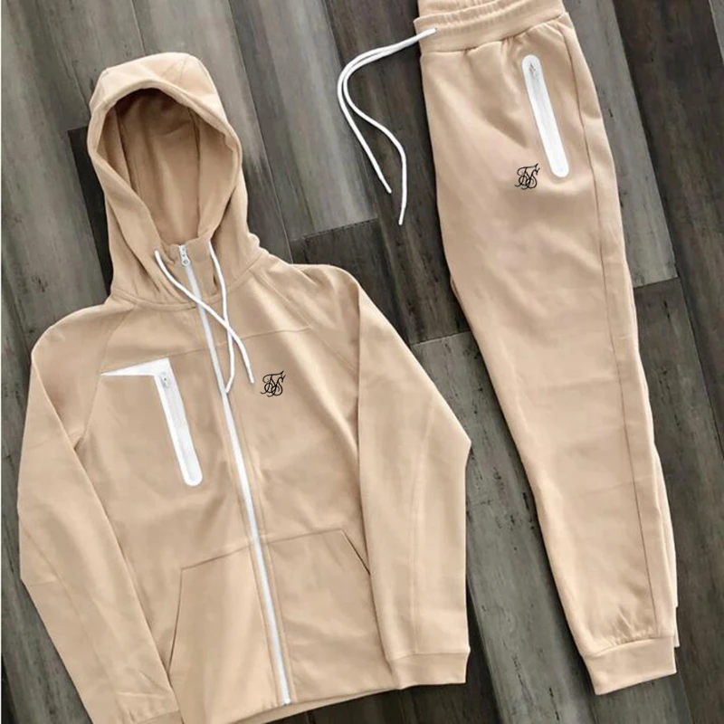 Костюм мужской из двух предметов с шелковым принтом модный костюм для спорта и