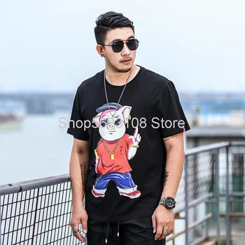

Short Sleeve T1070 Big Size Men's Wear T Shirt Loose Leisure Fat Man Plus Fat Plus Tide