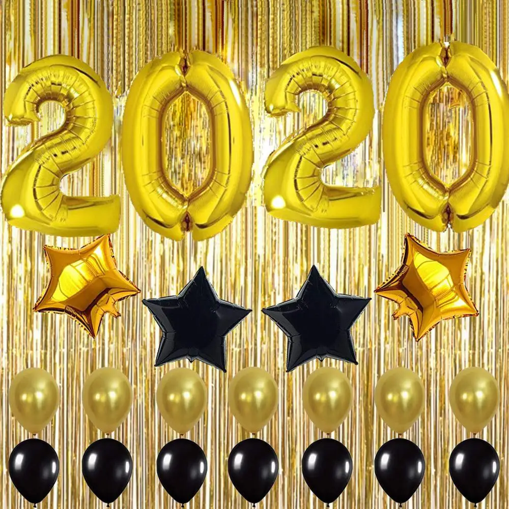 

Golden Black Decor Fringed Curtain Black Golden Balloon Suitable For Graduation New Year Party Supplies