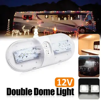

High quality RV LED 12V Fixture Ceiling Trailer Camper Marine Oval Double Dome Light Drop Shipping