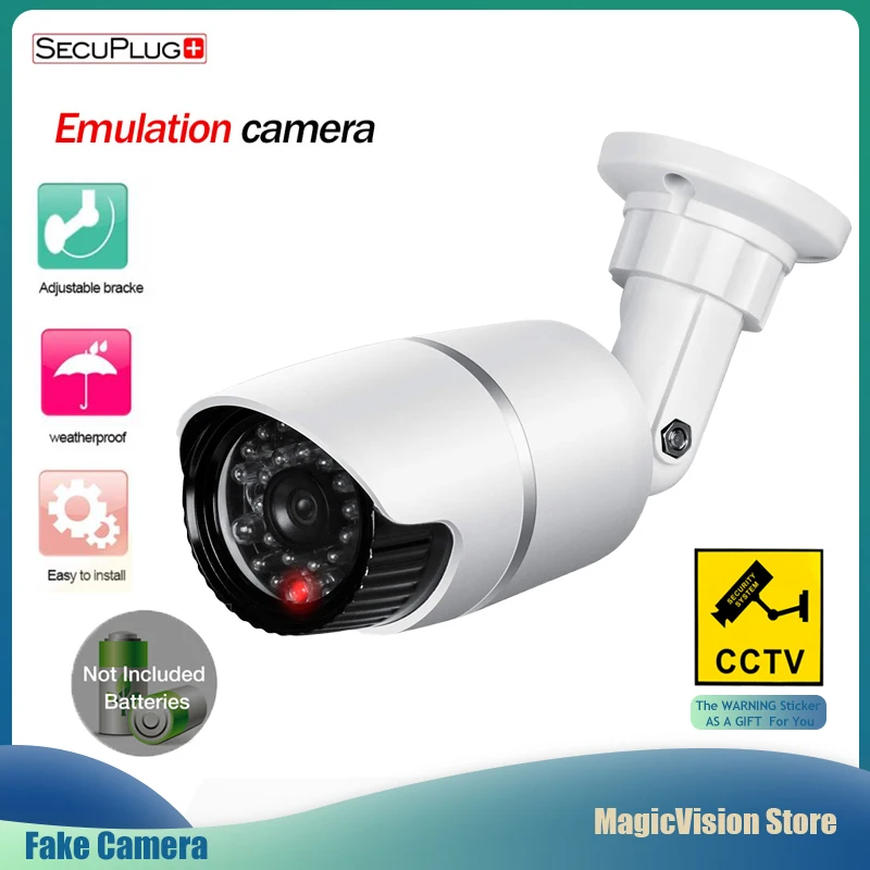 Cámara de seguridad falsa impermeable para exteriores, luz intermitente Led, simulada, CCTV, interior