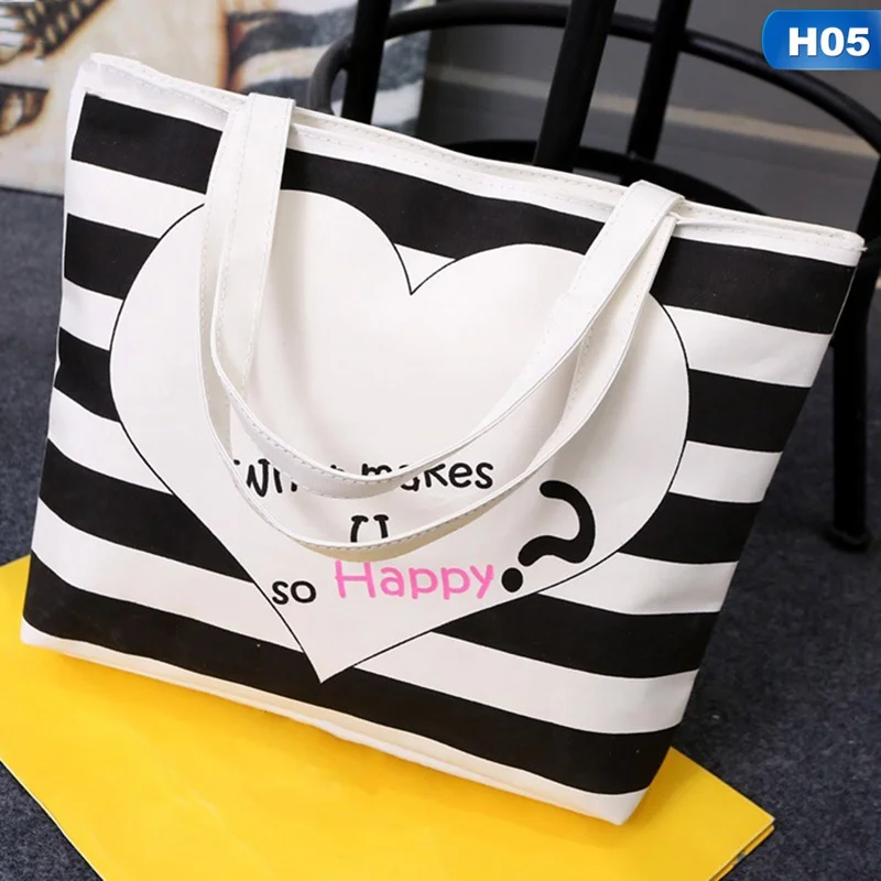 Large White Canvas Tote Bag Fabric Cotton Cloth Reusable Shopping Bag Women Beach Handbags Cats Printed Grocery Bags Big