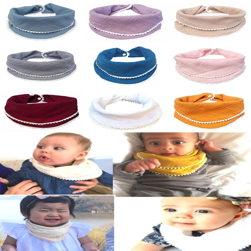

Newborn Baby Bibs Cotton Tassel Saliva Feeding Towel Double Layer Triangle Scarf Bandana Bib Boys Girls Slabber Absorbent Cloth