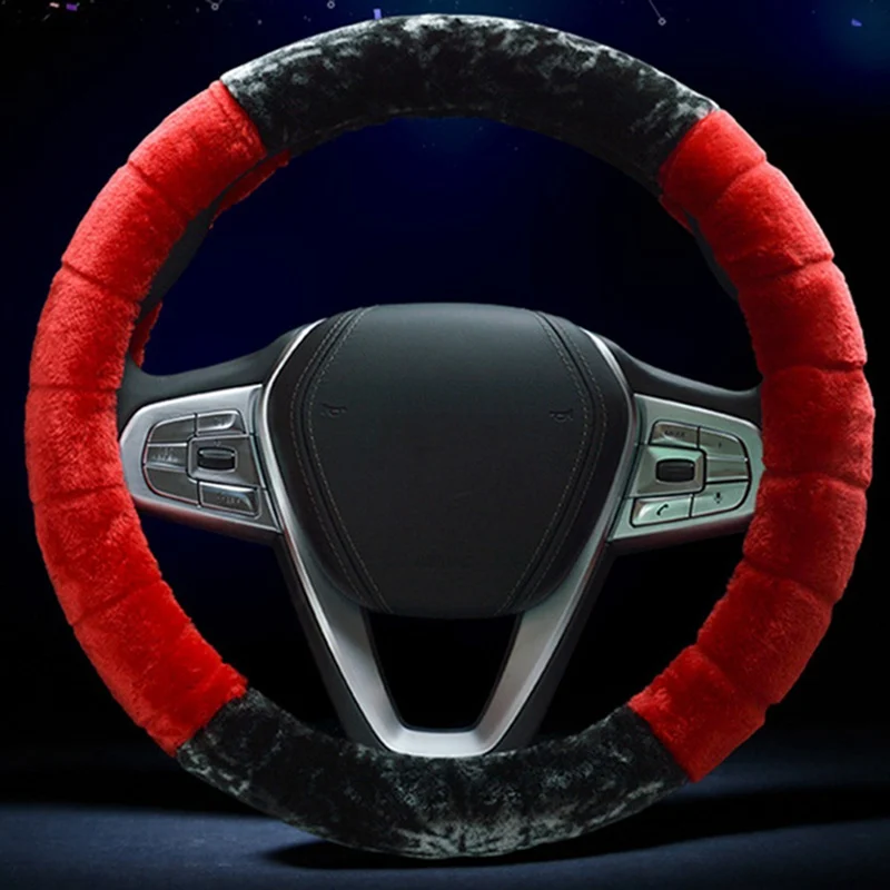 Стиль Автомобильный захват крышка рулевого колеса короткий плюшевый зимний теплый чехол рулевого колеса автомобиля плюшевый всесезонный
